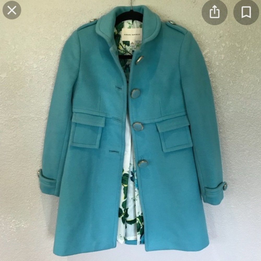teal petticoat/ pea coat - banana republic - small